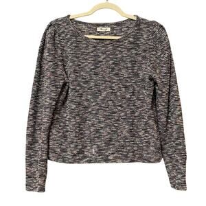 Madewell Rainbow Knit Puff Shoulder Crew Neck Sweater Womens S Boho Fall Cozy